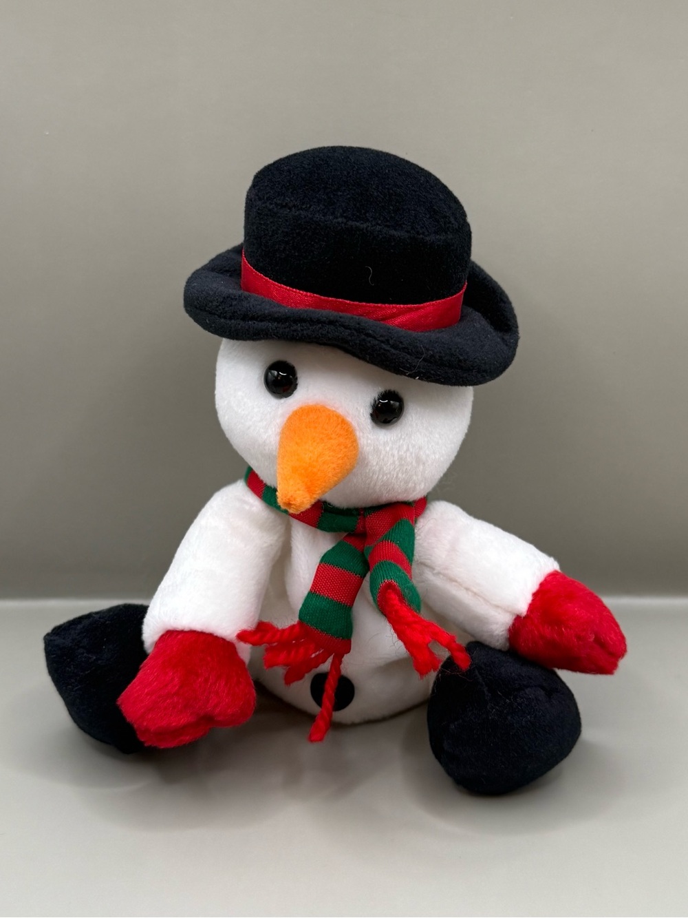 Vintage Sears HO HO Beans Snowman Plush Beanie Stuffed Animal Christmas